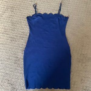 Royal Blue Scalloped Edge Mini Dress